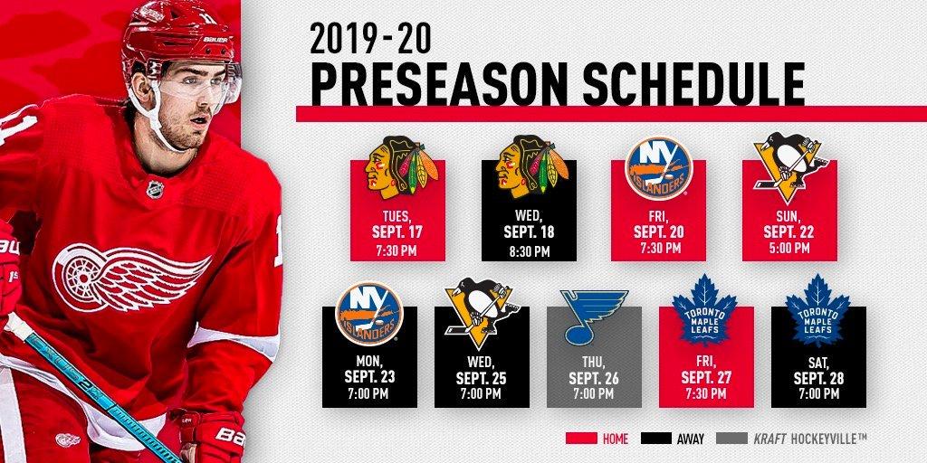 Red Wings release 201920 preseason schedule WingsNation