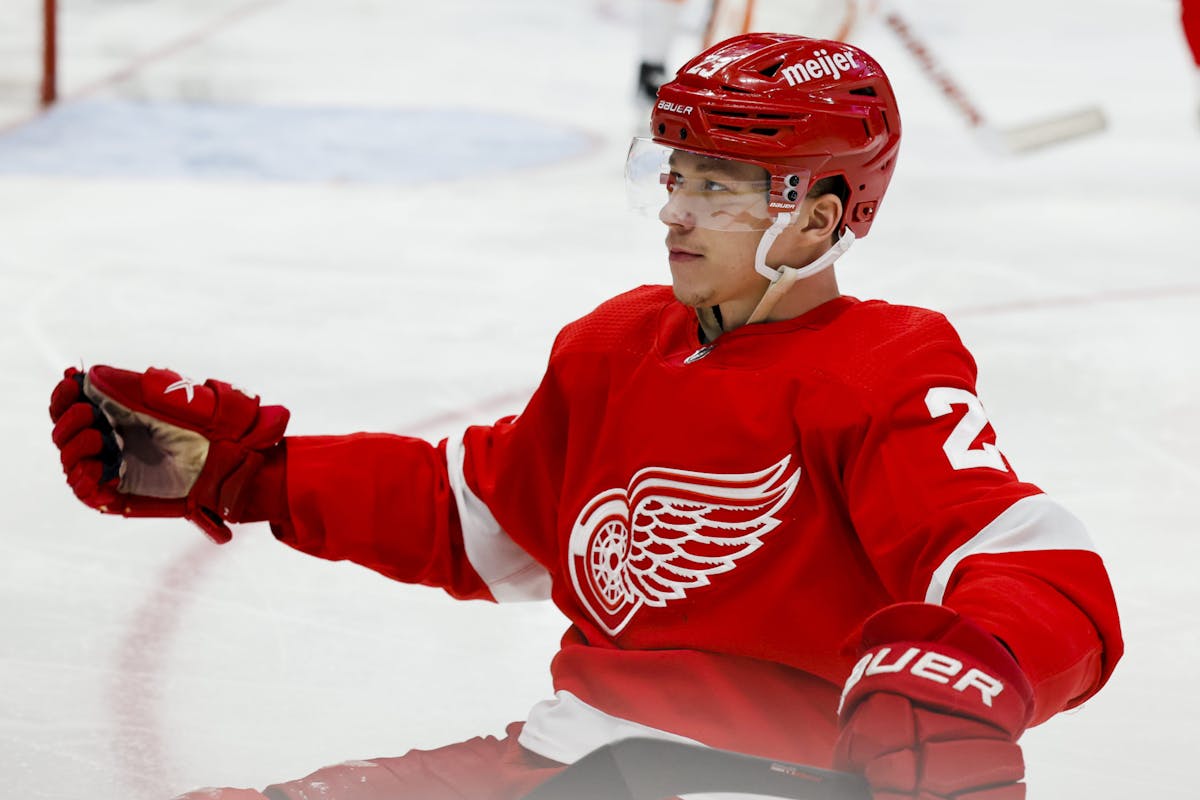 Red Wings rookie Lucas Raymond joins elite with hat trick shirt, hoodie,  sweater and v-neck t-shirt